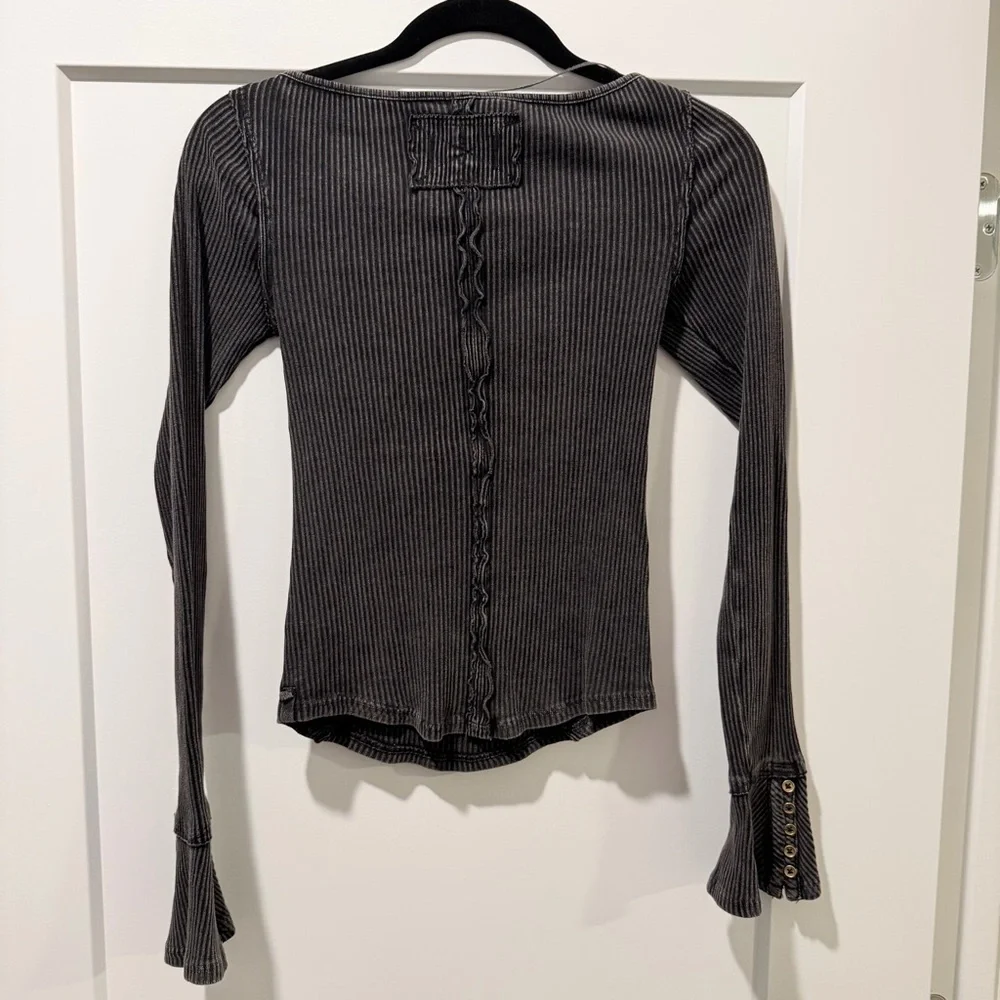 We The Free Charcoal Ribbed Long Sleeve Top - Picture 5 of 6